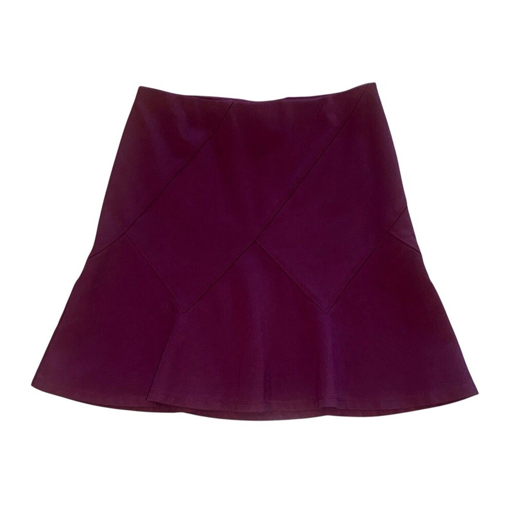 White House Black Market Ponte Flirty Skirt Burgundy Cabernet Purple Size 4 EUC